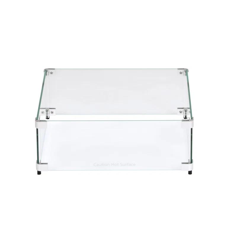 Celestial Fire Glass Square Fire Pit Wind Guard