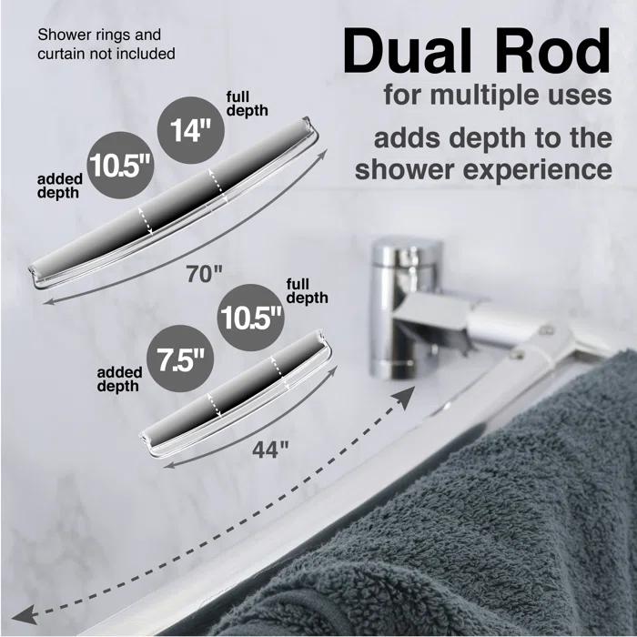 VOMGEB1 Double Curved Shower Rod, Durable Metal Construction