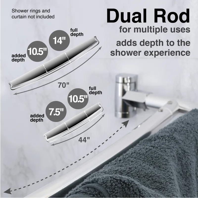 VOMGEB1 Double Curved Shower Rod, Durable Metal Construction