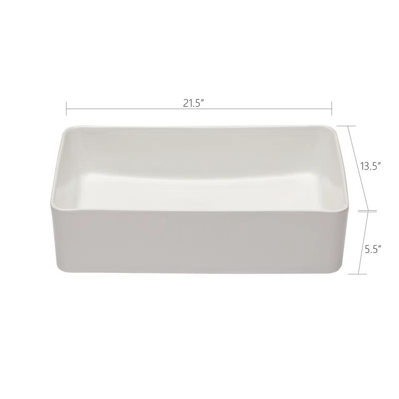 Kichae KE-KGMPF2114 21"x13" White Ceramic Rectangular Vessel Bathroom Sink