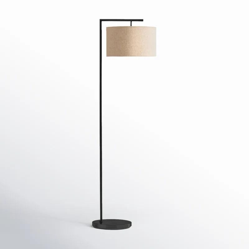 Montage Modern 60 in. Mid-Century Modern LED Floor Lamp with Fabric Drum Shade
