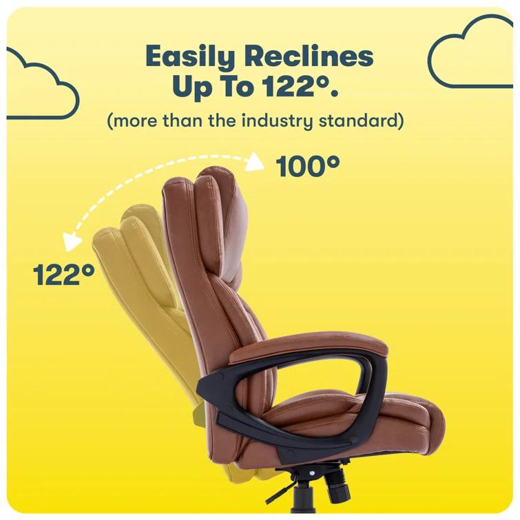 Serta Serta Garret Executive Office Chair, Ergonomic Lumbar Support, Semi-Plush Cushion, Body Pillows