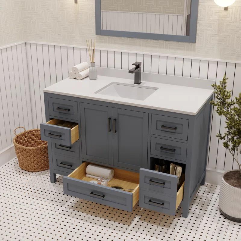 Rooh 48'' Single Bathroom Vanity with White Quartz Top