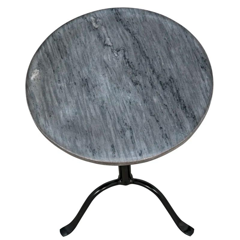 Alfano Round Side Table - Black and Gray Marble
