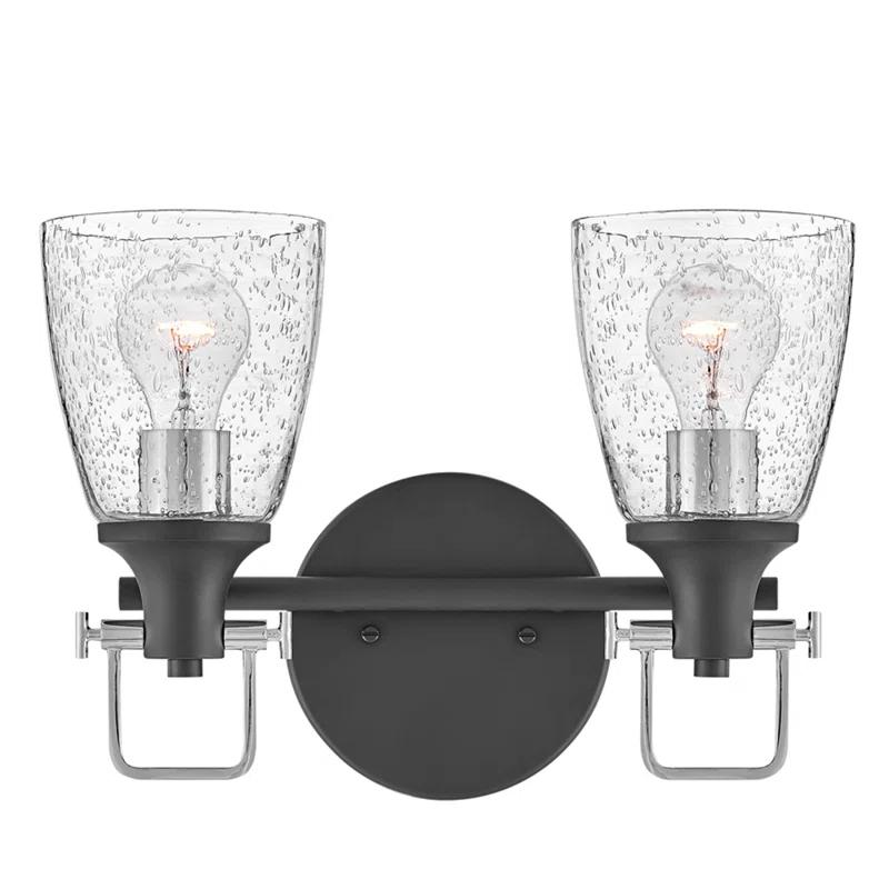 Easton Two-Light Bath Vanity Fixture w/ Clear Seedy Glass Shades