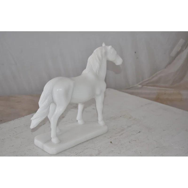 Standing Horse Made of White Marble Size: 11" x 5" x 9"H