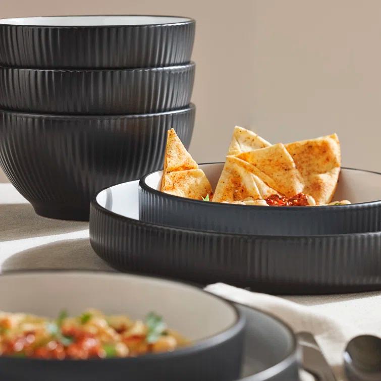Christian Siriano Christian Siriano Larosso 12-Piece Dinnerware Set with Dinner Bowls and Pasta Bowls, Stoneware