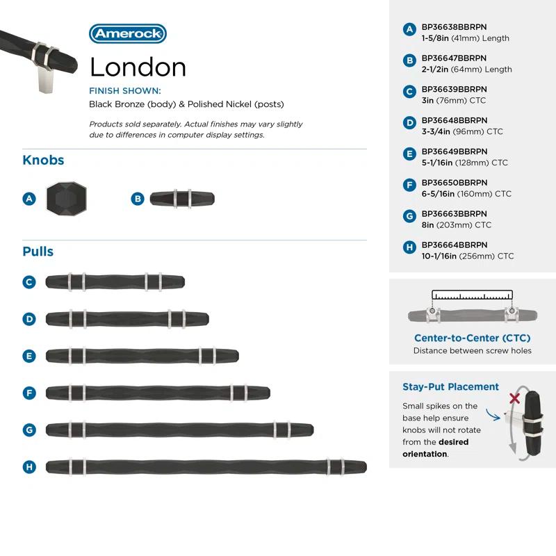 Amerock London 3-3/4 inch (96mm) Center-to-Center
