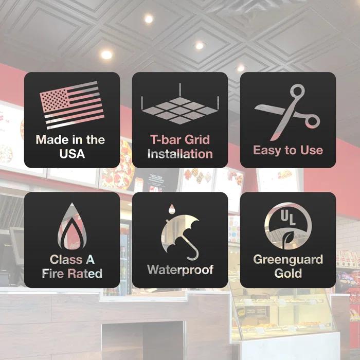 Ceilume Stratford Feather-Light 2 ft. x 2 ft. Lay-in Ceiling Panel