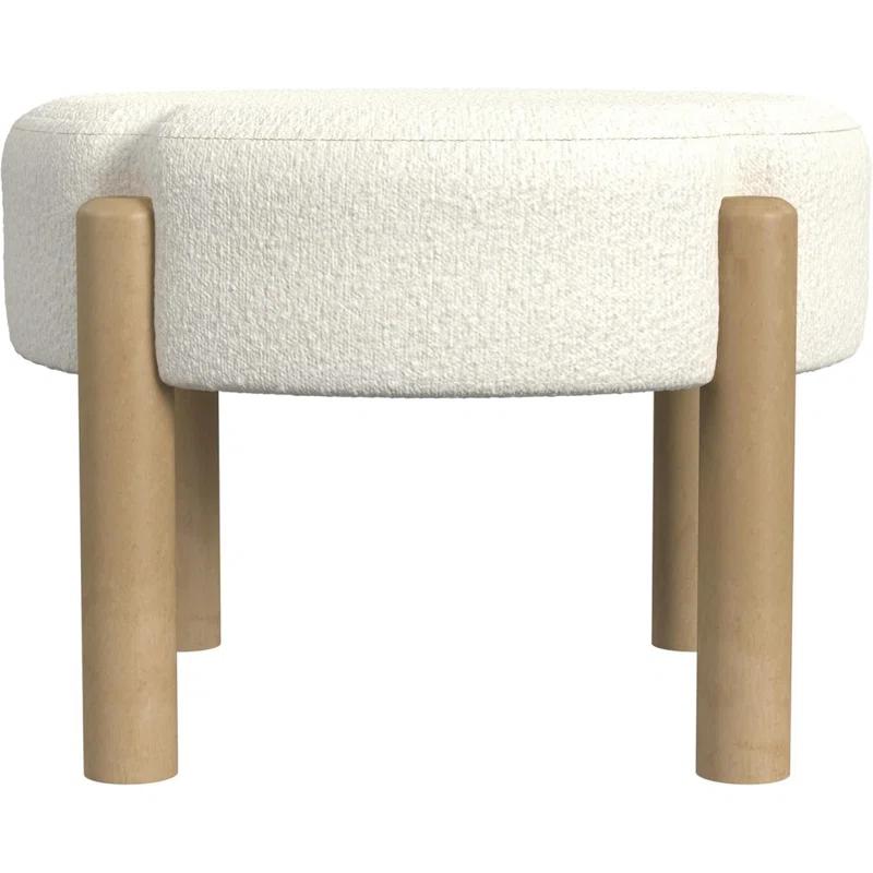 George Oliver Modern Round Ottoman Home Décor|Ottoman For Living Room & Bedroom - Cream Boucle