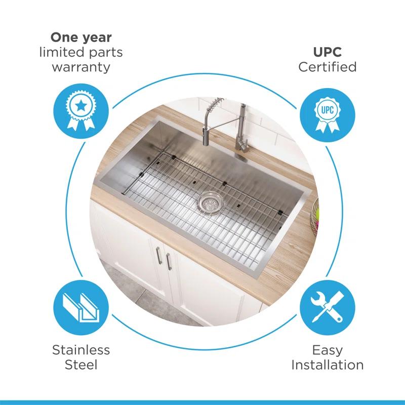 Blue Ocean 32" L x 19" W Single BowlStainless Steel Undermount Kitchen Sink