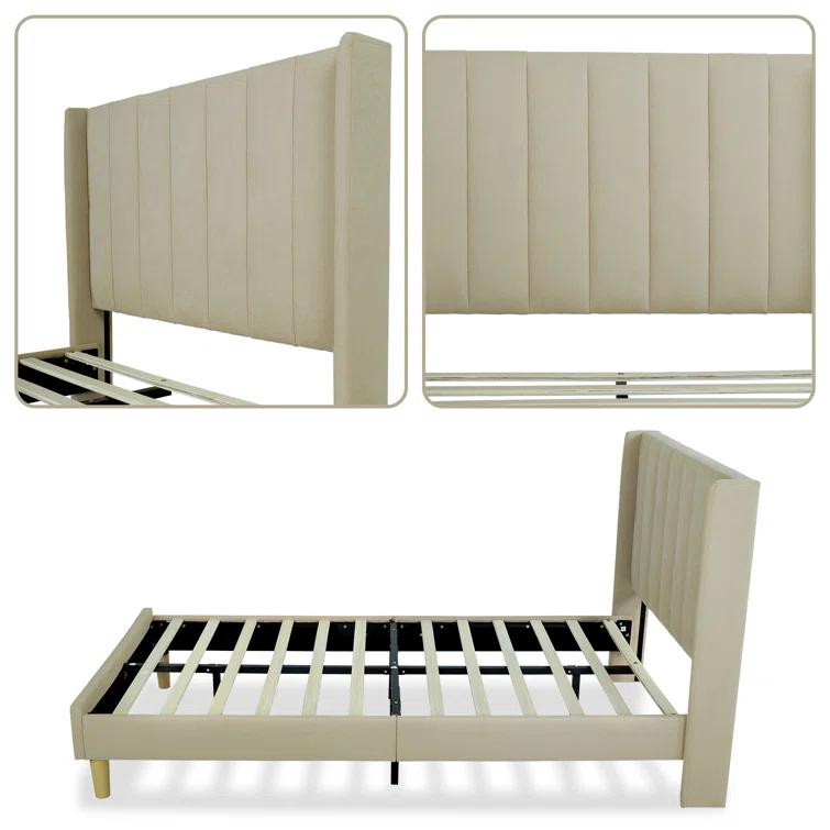 Wade Logan® Eriksay Low Profile Upholstered Platform Bed with Wingback Headboard