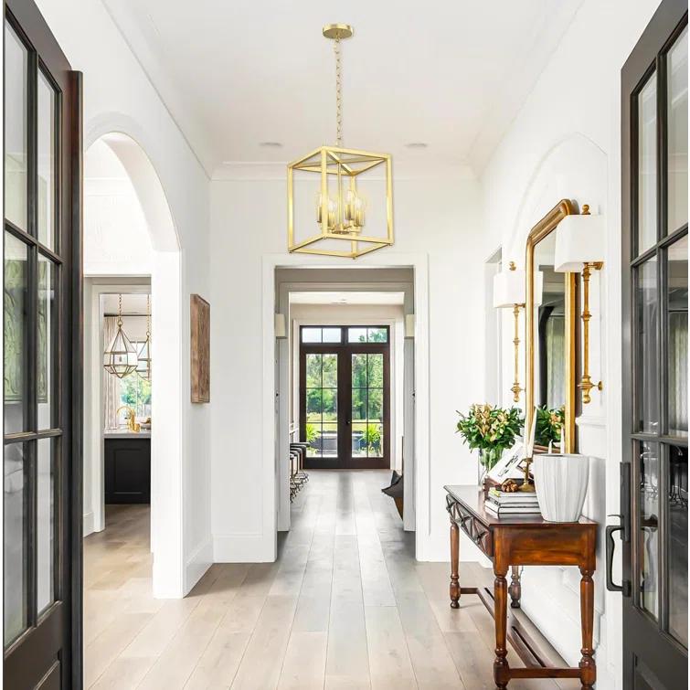 17 Stories Keya 4 - Light Iron Dimmable Lantern Geometric Chandelier