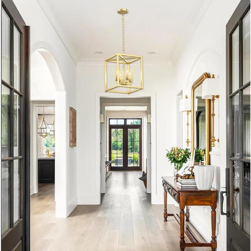 17 Stories Keya 4 - Light Iron Dimmable Lantern Geometric Chandelier