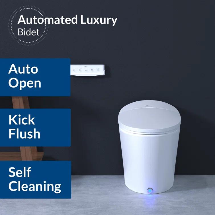 Bio Bidet by BEMIS Discovery DLX Smart Bidet Toilet, Tankless, Auto Open and Close with Kick Flush, Self Cleaning Discovery DLX