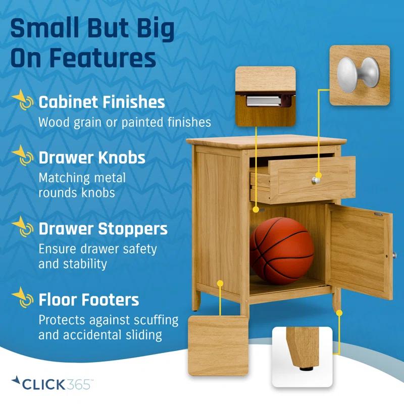 Click Decor ClickDecor Alcott Side Table with Single Drawer and Storage Cabinet