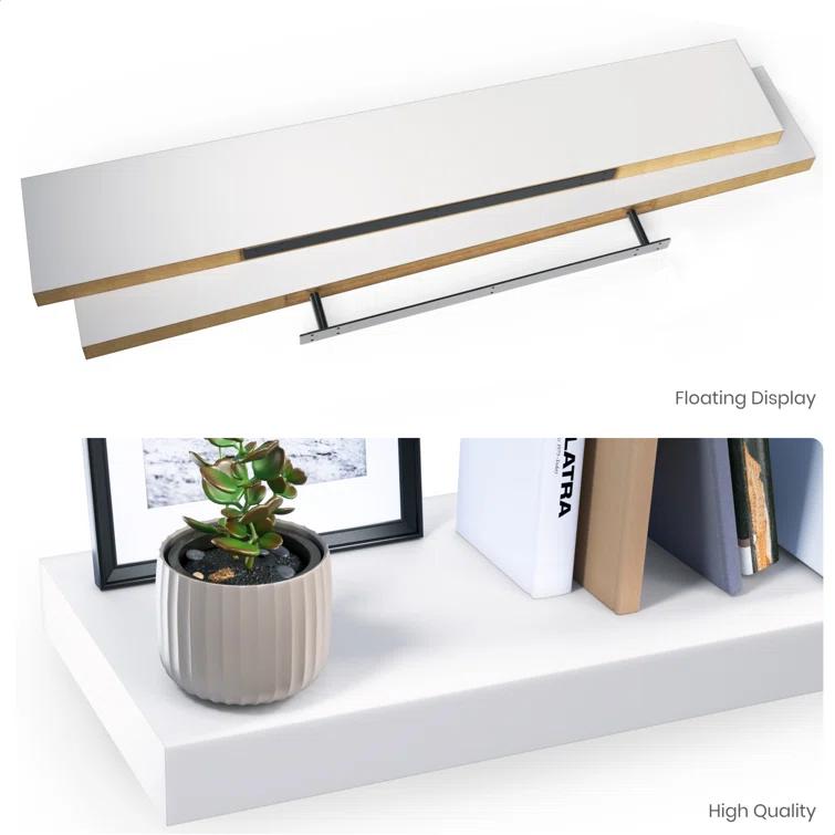 Ballucci Miami 48" W x 8" D Floating Shelves Set with Invisible Wall Mount Brackets (Set of 2)