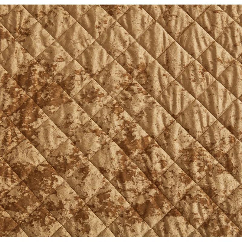 Chezmoi Collection Diamond Stitch Reversible Plush Distressed Velvet Quilt Set