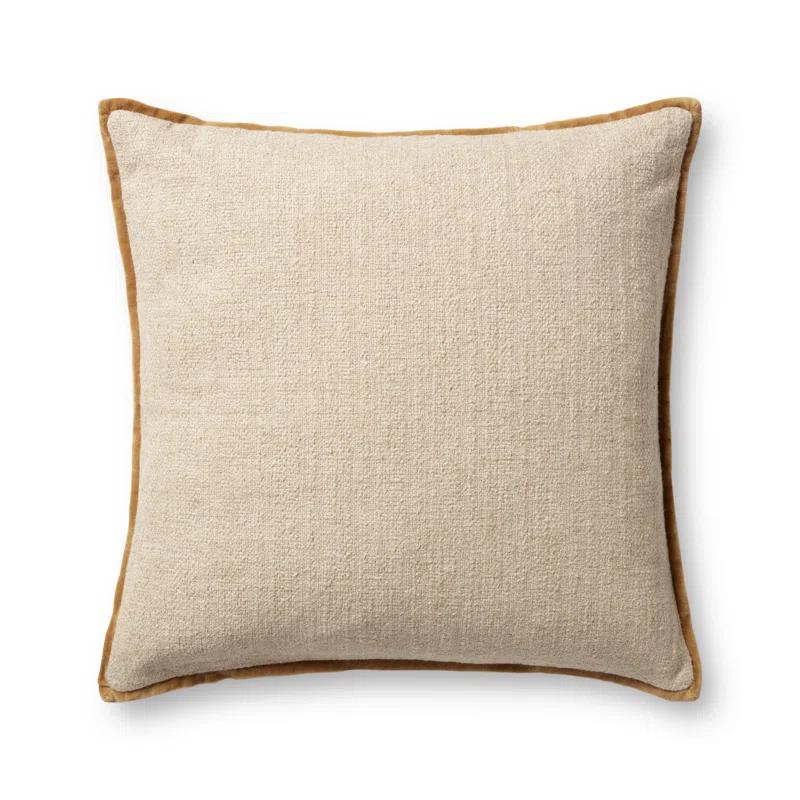 Aveline Pillow by Amber Lewis x Loloi - Ivory and Gold / 22" x 22" / Polyester