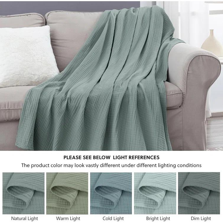 Chezmoi Collection Airy Lightweight 4 Layer Cotton Muslin Blanket