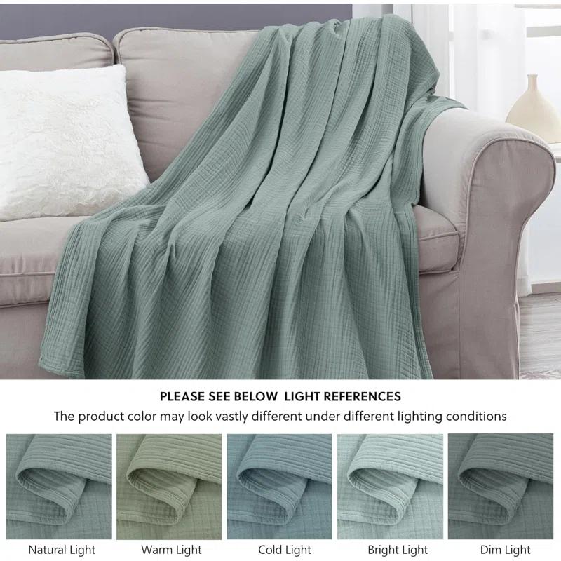 Chezmoi Collection Airy Lightweight 4 Layer Cotton Muslin Blanket