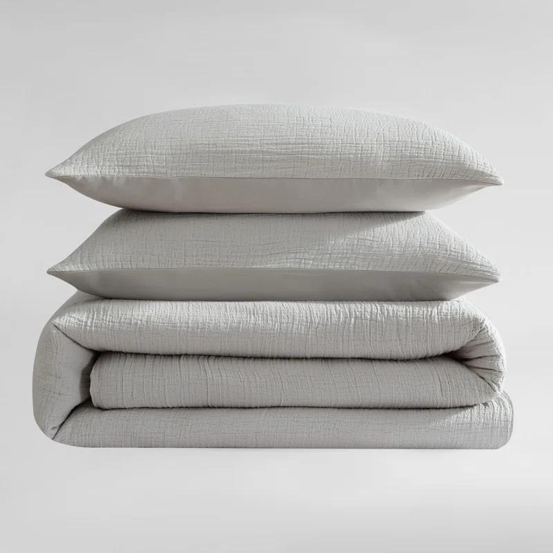 Calvin Klein Washed Texture Solid Cotton Duvet Cover Set