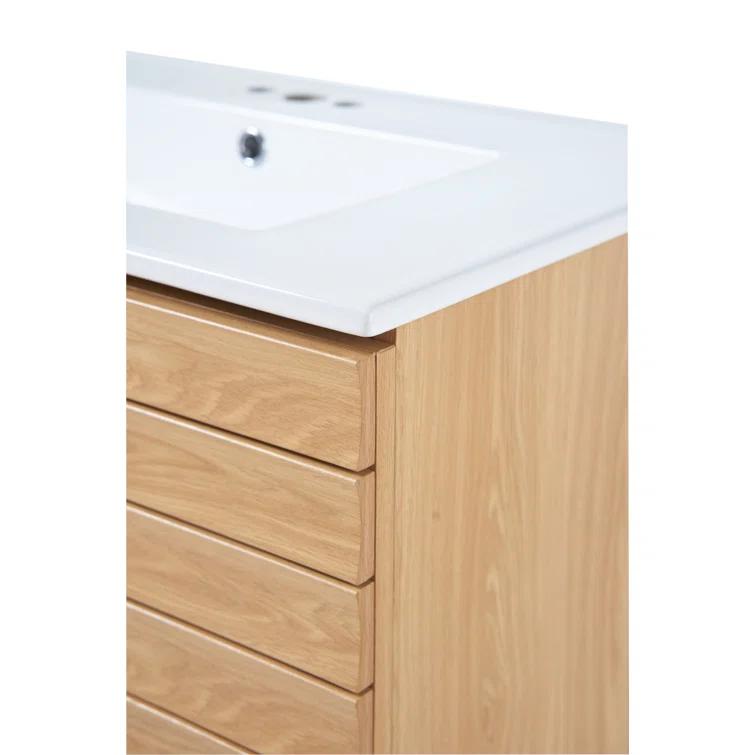 Aubert 24" Slat Modern Farmhouse 2-Shelf Bath Vanity Cabinet Only (Sink Basin not Included)