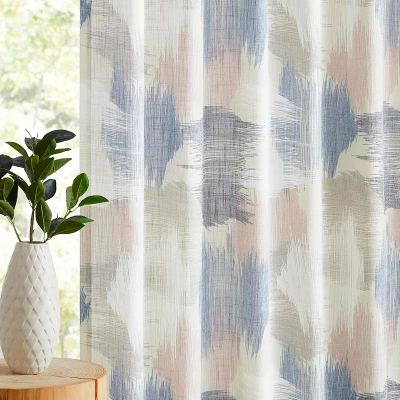 Orren Ellis Floral Semi-Sheer Curtains Bohemian Light Filtering Window Treatments Set,2 Panels)