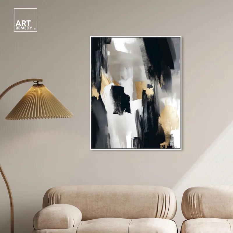 Art Remedy Lost Between Canvas Modern Black And White Abstract Art by Art Remedy