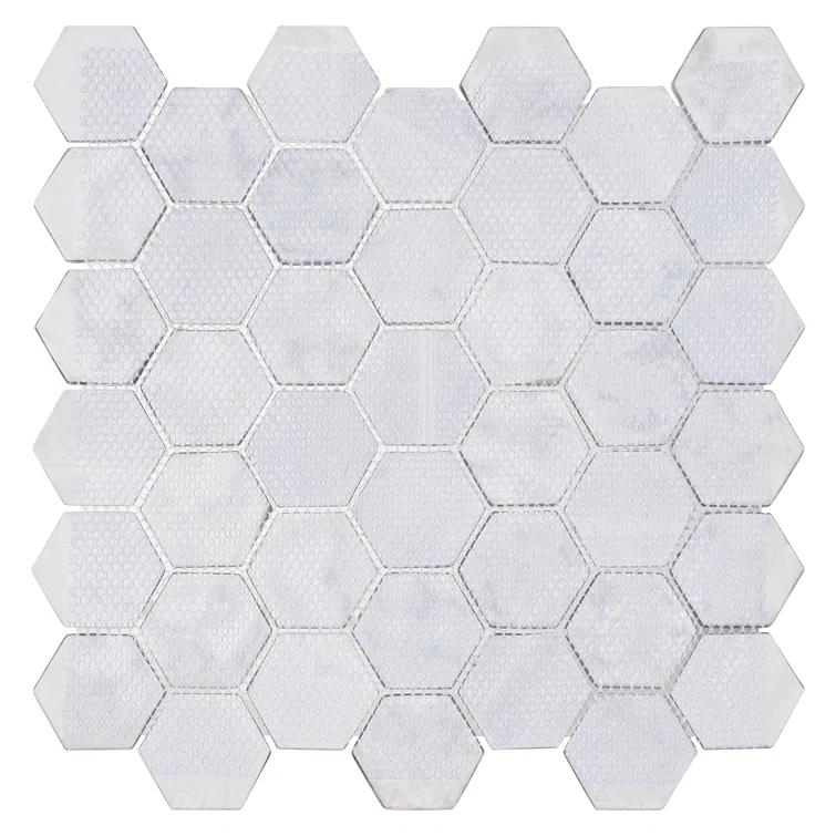 Andova Rochelle 2-in. Hexagon Honeycomb Marble Look Polished Glass Wall & Floor Mosaic Tile