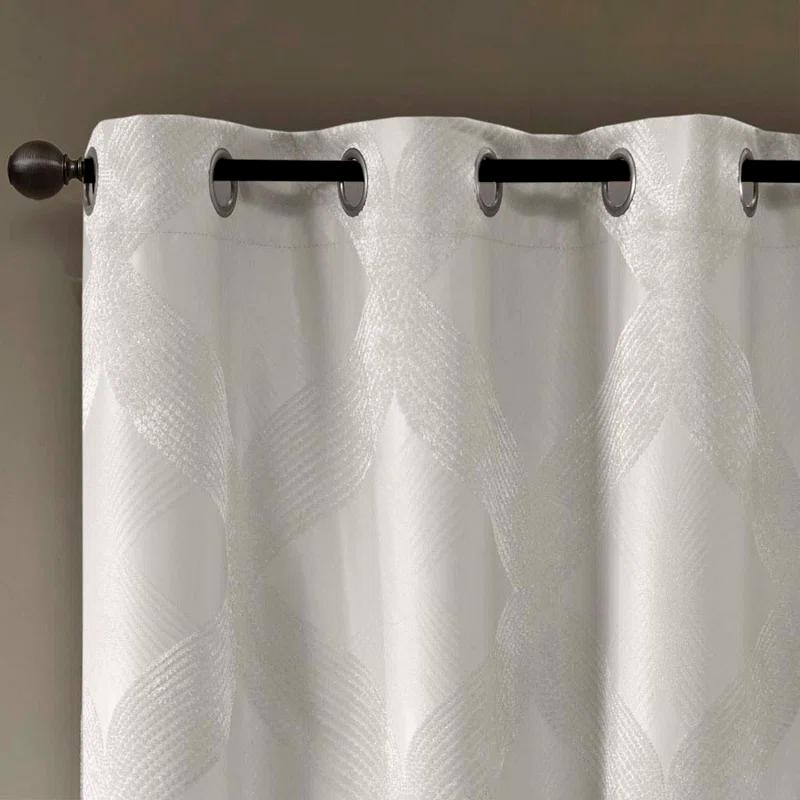 Madison Park Bentley Ogee Knitted Jacquard Geometric Total Blackout Single Curtain Panel
