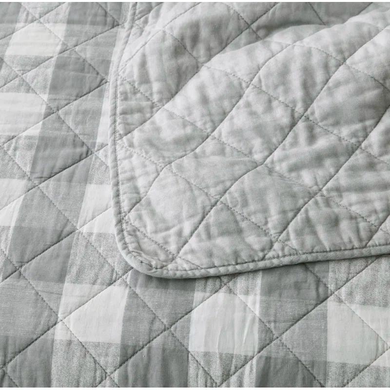 Chezmoi Collection Cotton Plaid Quilt Set