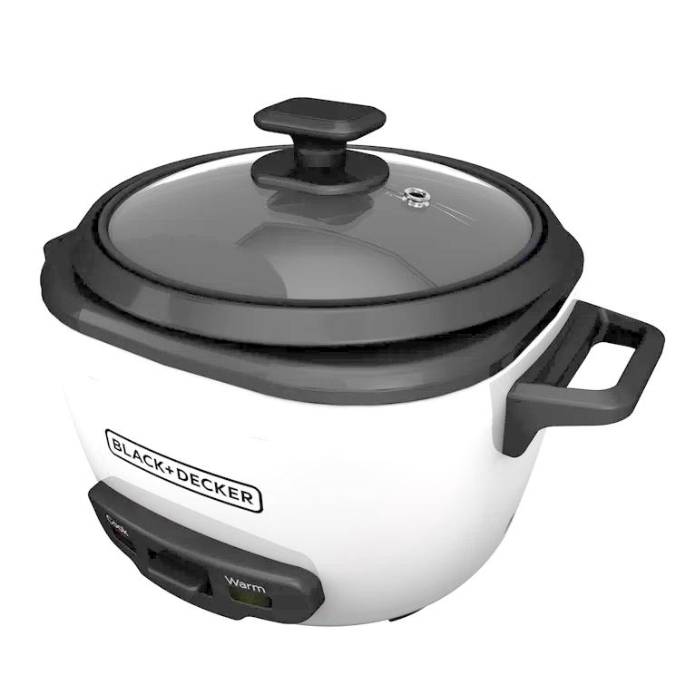 BLACK+DECKER BLACK+DECKER, Rice Cooker, Uncooked Rice, Steaming Basket, Removable Non-Stick Bowl, One Touch