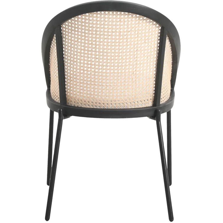 Latitude Run® Upholstered Dining Chairs With Wicker Back And Stainless Steel Legs, Set Of 4 Lashelia (Set of 4)