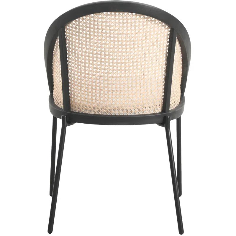 Bayou Breeze Upholstered Dining Chairs With Wicker Back And Stainless Steel Legs, Set Of 4 Caydyn (Set of 4)