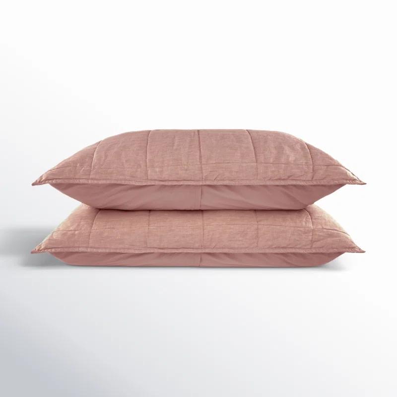 French Linen Box Stitch Quilted Sham Set