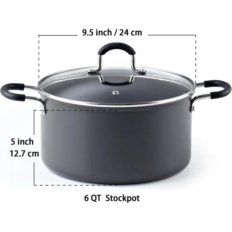 Cook N Home Cook N Home Professional Hard Anodized Nonstick Stockpot with Lid, Black