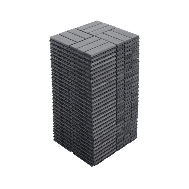 Go Peak Track 20 PCS Interlocking Deck Tiles Checker Pattern, 12" X 12" Square Light Gray Acacia Hardwood Outdoor Flooring For Patio, Bancony, Pool Side,...