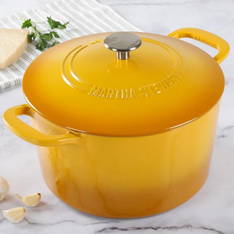 Martha Stewart Martha Stewart 7 Quart Enameled Cast Iron Dutch Oven With Lid In Yellow Ombre