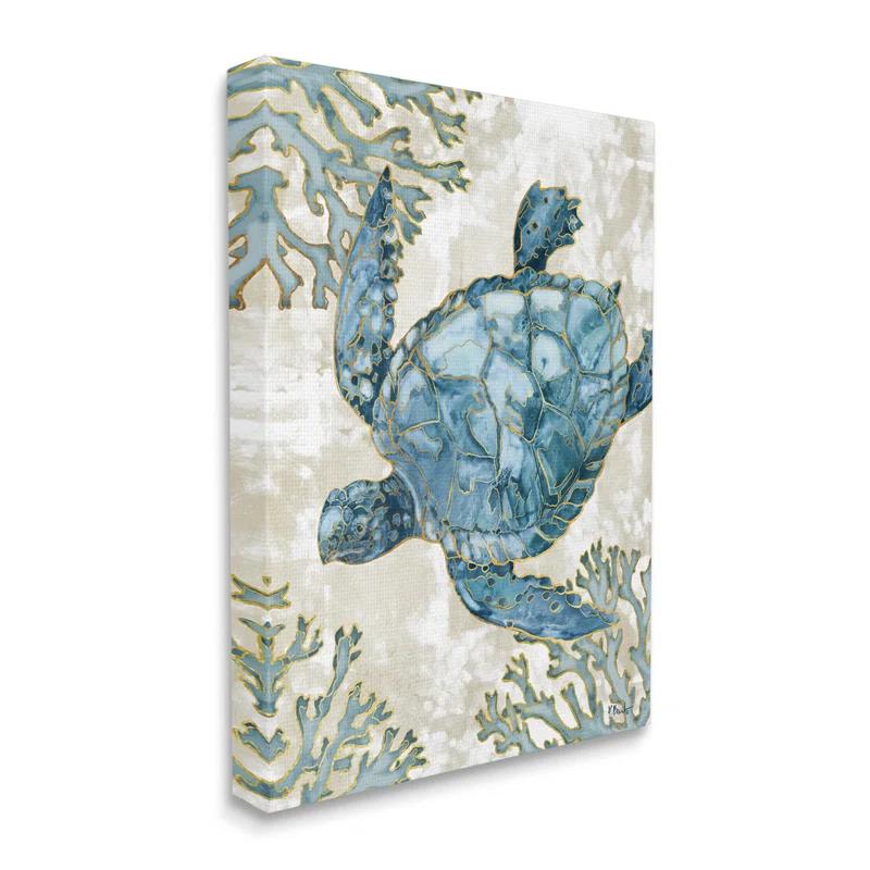Stupell Industries " Sea Turtle Swimming Playa Sealife " by Paul Brent Painting Print