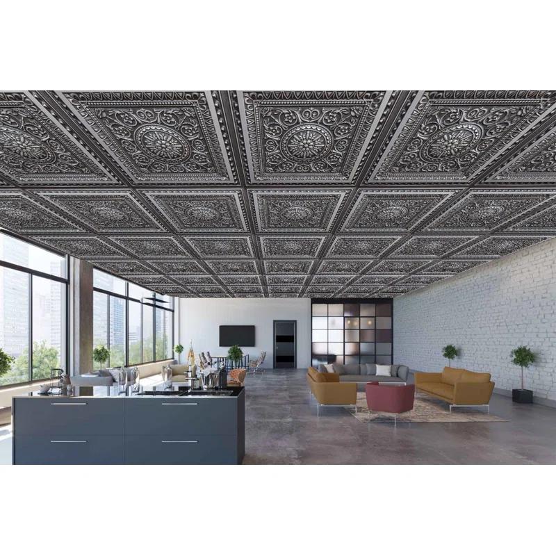 Marseille 24'' W Textured PVC Drop-In Ceiling Tile In Antique Gold
