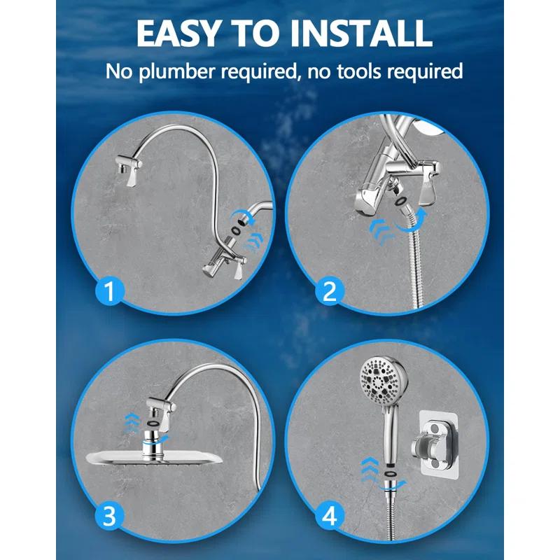 OLHAV Rainfall Shower Head with Handheld Spray Combo, All Metal 12 Inch High Pressure Rain Showerhead V8QF63