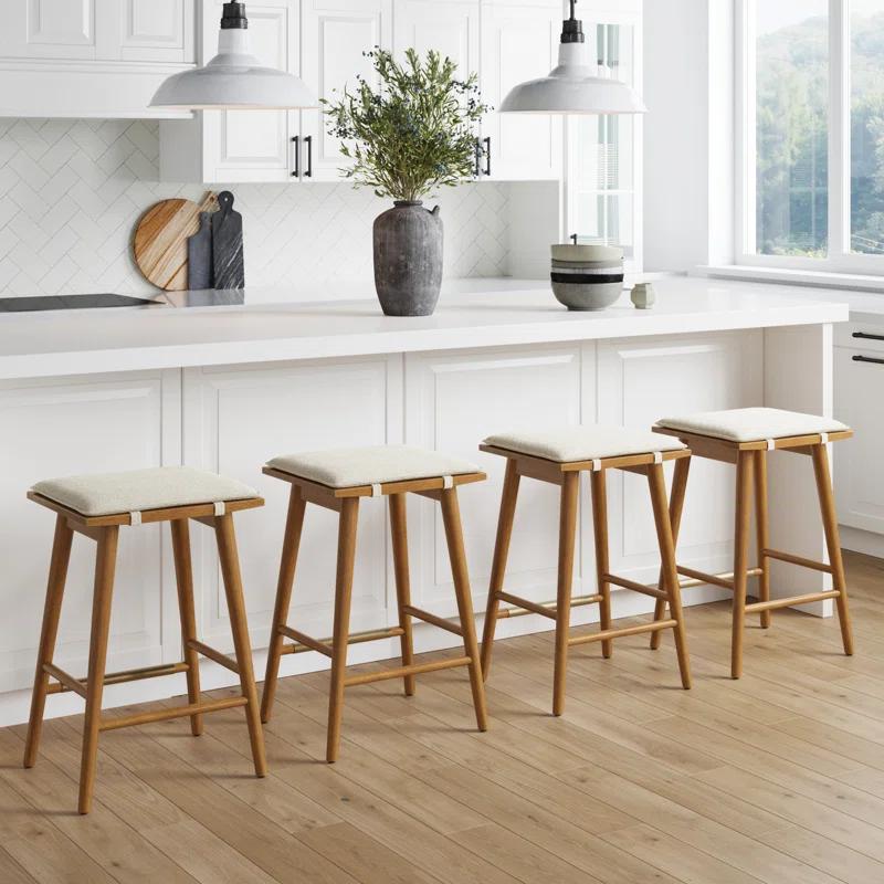 Nathan James Barker Upholstered Counter Stool with Solid Wood Frame