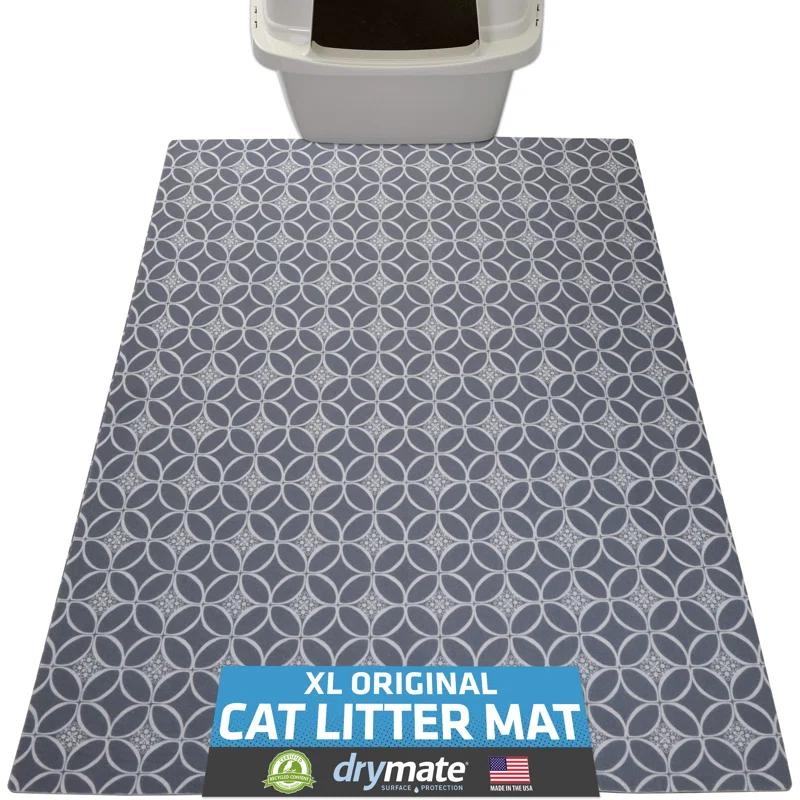 Drymate XL Original Cat Litter Mat, Contains Mess from Box, Protects Floors, Urine-Proof, Machine Washable, Soft on Kitty Paws, Absorbent, Waterproof (29”x36”) (Borage Blue) (USA Made)