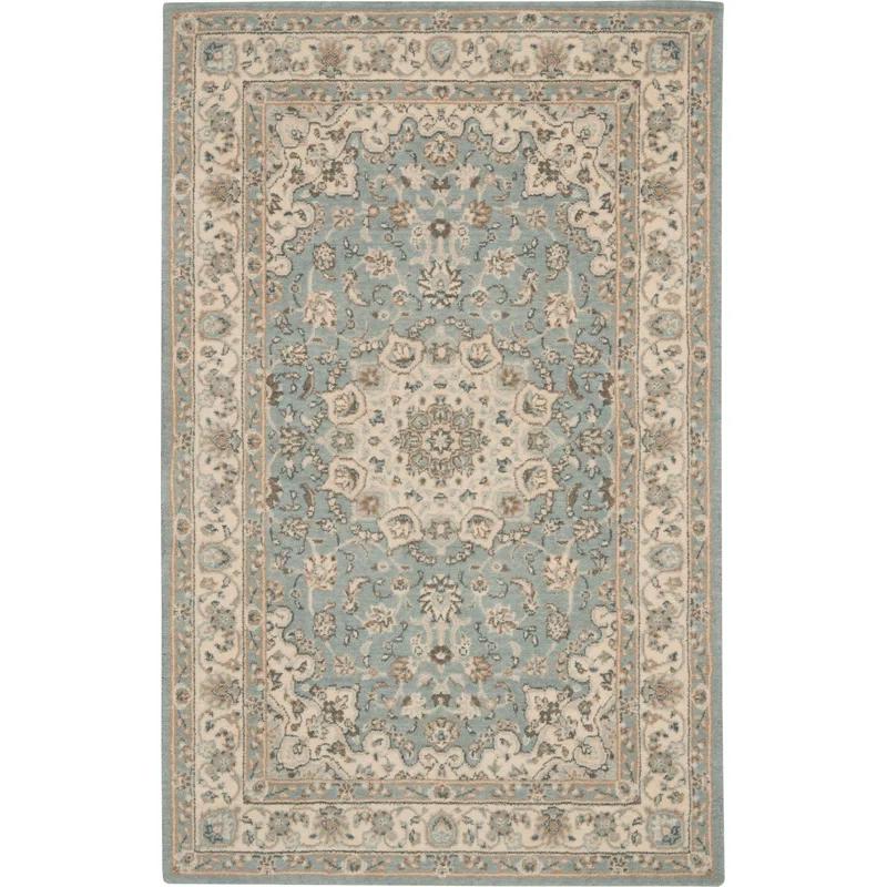 Darya Home Jessika Floral Traditional Aqua Area Rug