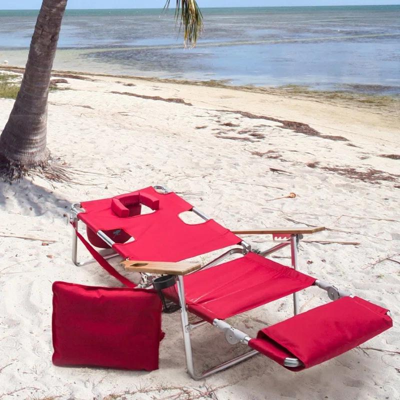 Ostrich Ostrich Deluxe Padded Lightweight Portable Adjustable Outdoor Reclining Folding Chair with Footrest