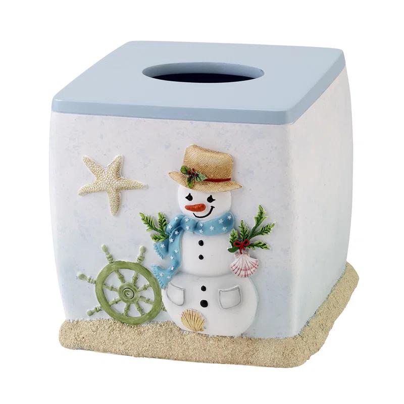 Avanti Linens Coastal Snowman Tissue Box Cover