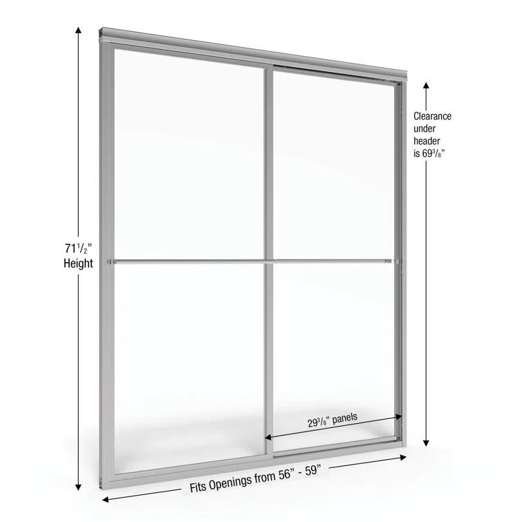 Basco Deluxe 57" W x 71.5" H Bypass Framed Shower Door DLXH05A5971RNSV