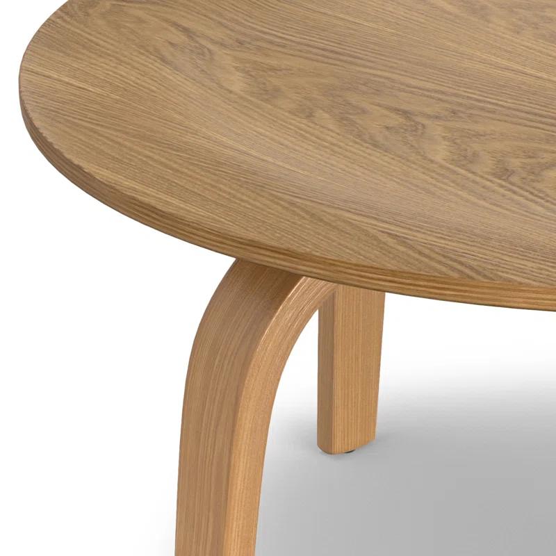 Simpli Home Payton 34"W Solid Wood Contemporary Round Coffee Table with Wide, Slightly Raised Edge