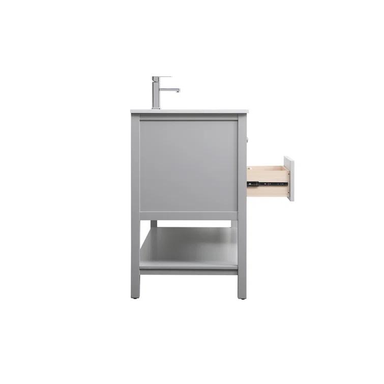 Hokku Designs Heath 54’’ Bathroom Vanity With Engineered Marble